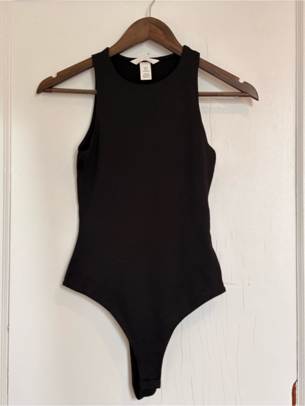 H&M Black Sleeveless Scoop-Neck High-Cut Bodysuit